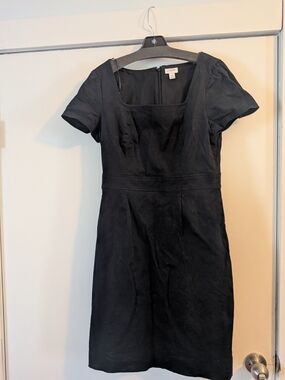 J. Crew Black Square-Neck Short-Sleeve Sheath Dress
